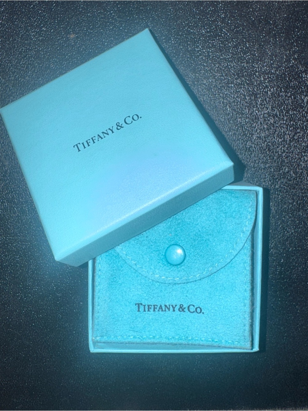 Tiffany & Co. Empty Blue Jewelry Box with Suede Pouch